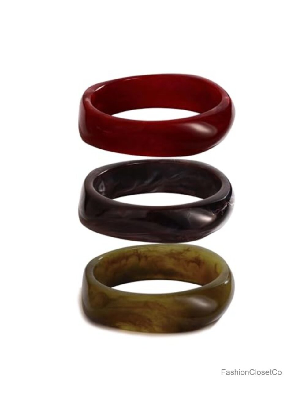 Chunky Resin Bangle Bracelet Set of 3 Stackable Acrylic Wristbands